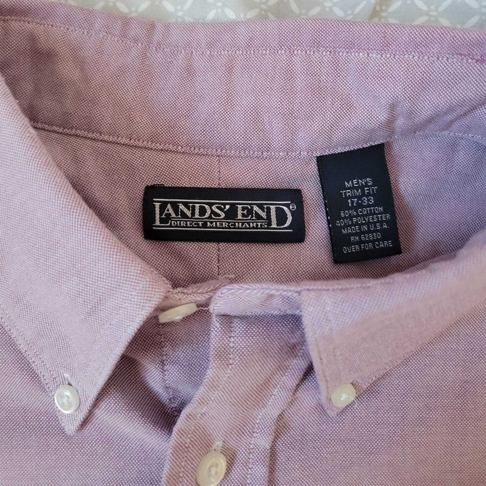 Lands' End Lands End - Men's Trim Fit 17-33 - Purple Long Slev ButtonUp Size US S / EU 44-46 / 1 - 2 Thumbnail
