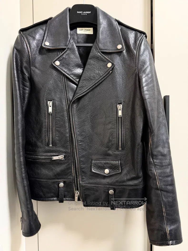 Saint Laurent Paris Saint Laurent Paris Freedom Bird Back Logo Leather Jacket Size US M / EU 48-50 / 2 - 2 Thumbnail