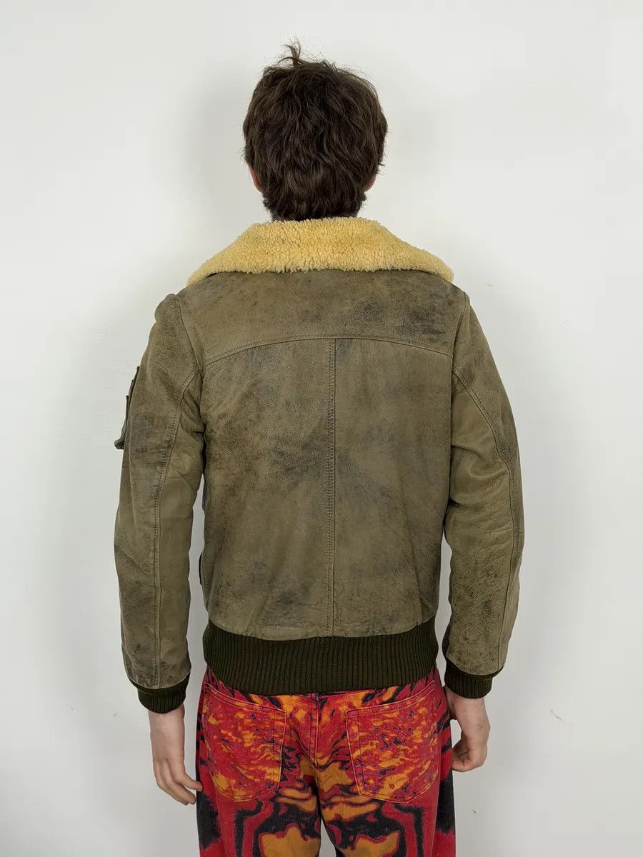 Marithe + Francois Girbaud 1980s Marithé + François Girbaud Grey Leather Shearling Bomber Jacket Size XS / US 0-2 / IT 36-38 - 5 Thumbnail