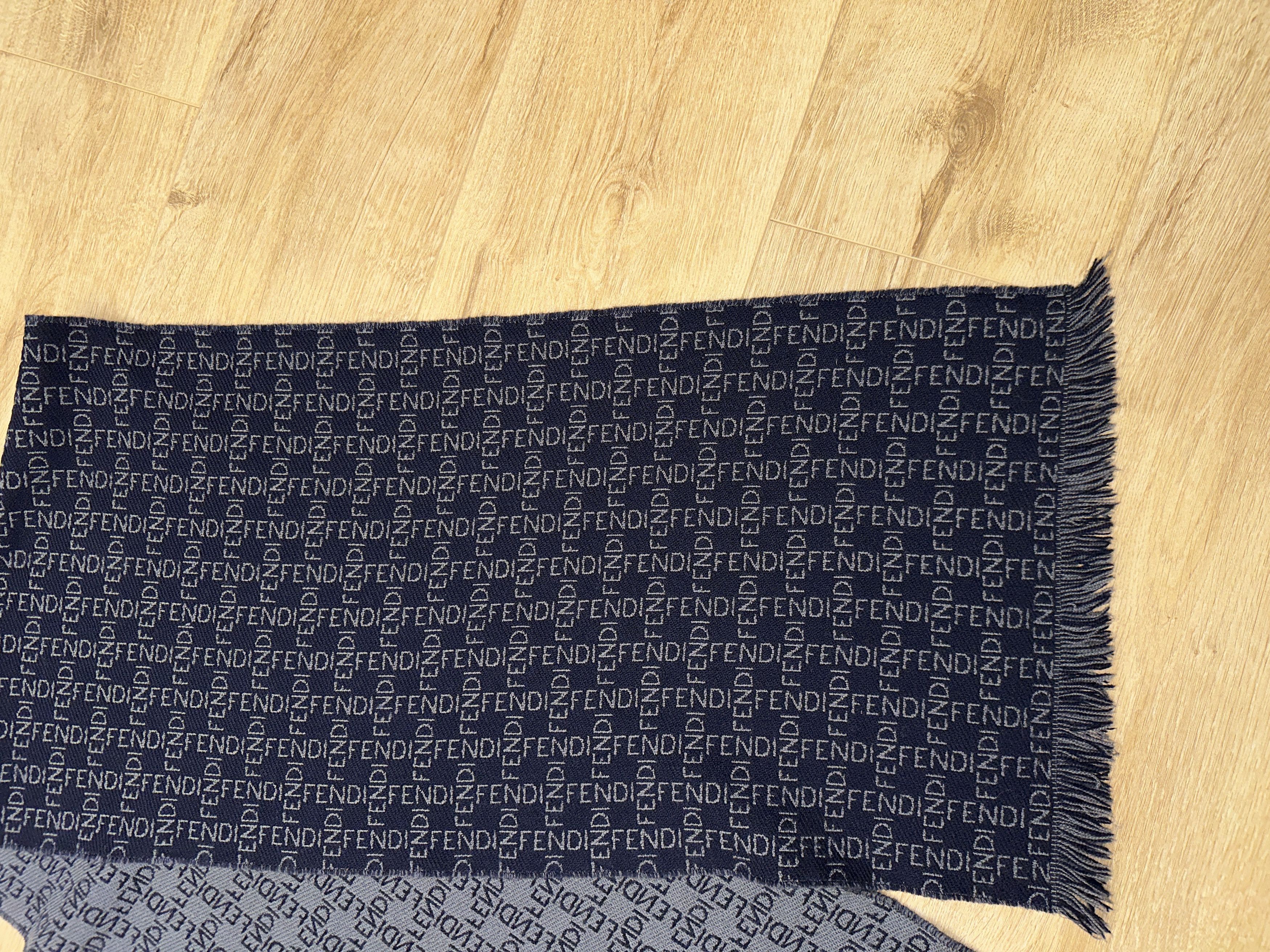 Fendi Rare Fendi Zucca Monogram Wool Scarf Fringed 140x34 Cm Size ONE SIZE - 7 Thumbnail