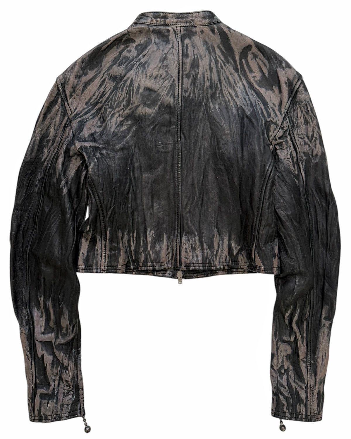 Acne Studios Creased Wrinkle Dye Lambskin Leather Cafe Jacket Size XS / US 0-2 / IT 36-38 - 2 Thumbnail