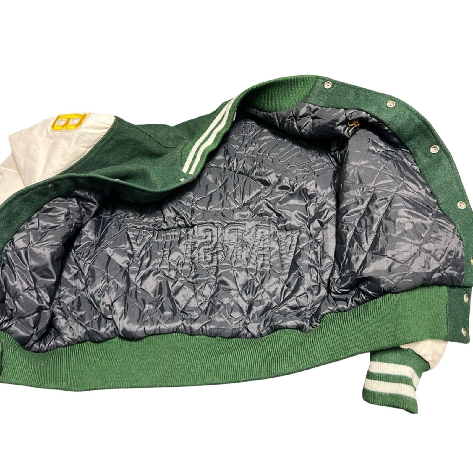 Other 90’s Union Made Holy Cross Football Jacket Leather Wool Size US XL / EU 56 / 4 - 11 Thumbnail