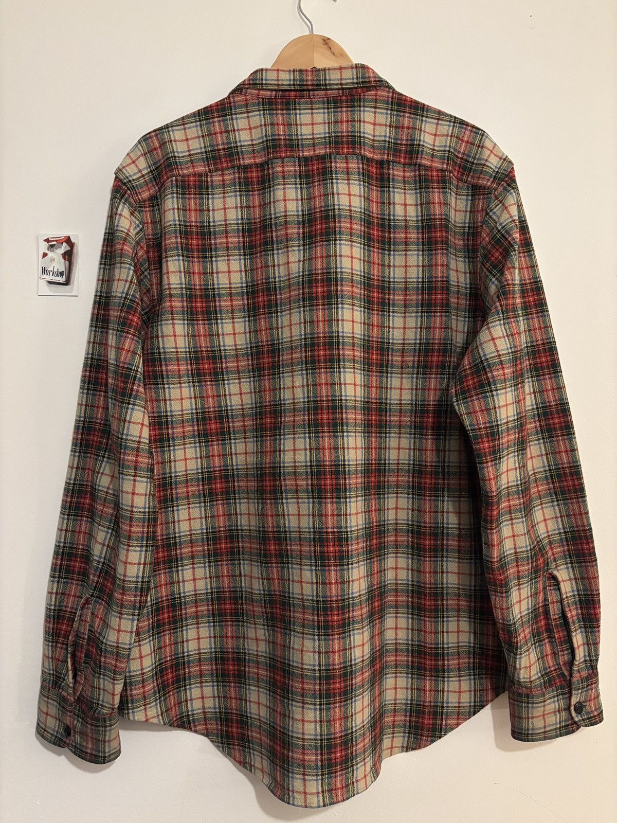 RRL Ralph Lauren Double RL RRL Flannel Universal Red Beige Plaid Camp Shirt Size US XL / EU 56 / 4 - 8 Thumbnail