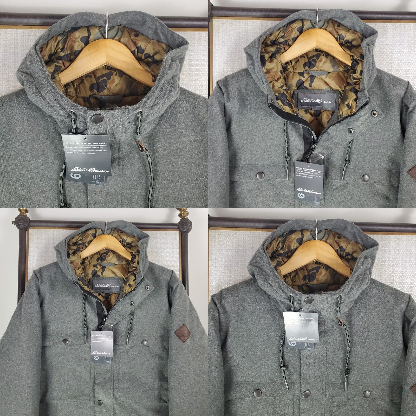 Eddie Bauer Eddie Bauer WeatherEdge 650 Down Hooded Jacket Mens XL Camouflage Green Waterproof Windproof Winter Coat Hooded Full Zip Front Pockets 650 Goose Down Size US XL / EU 56 / 4 - 11 Thumbnail