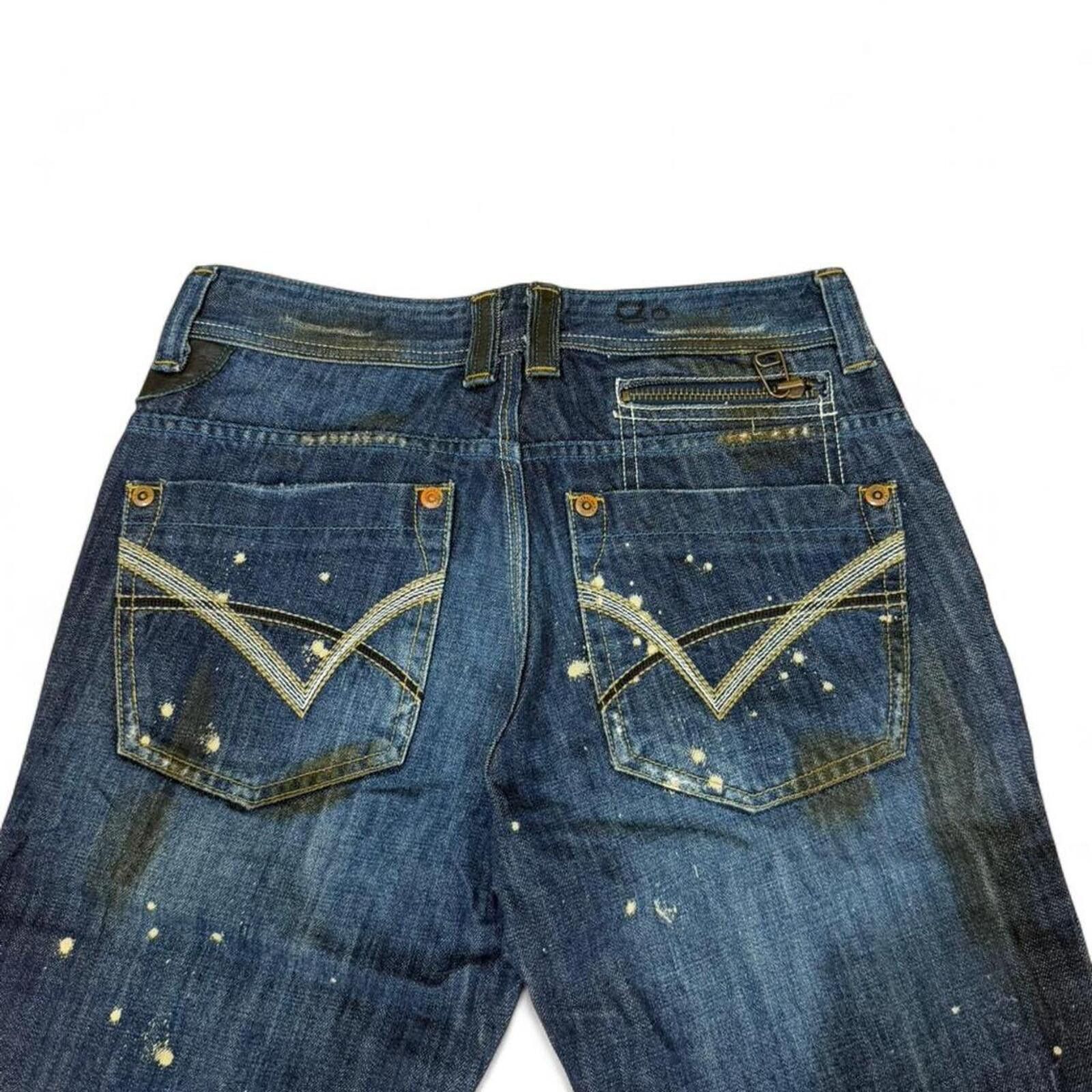 True Religion Public Space 1 dirty shade denim jeans white paint splatter Size 29" - 3 Thumbnail