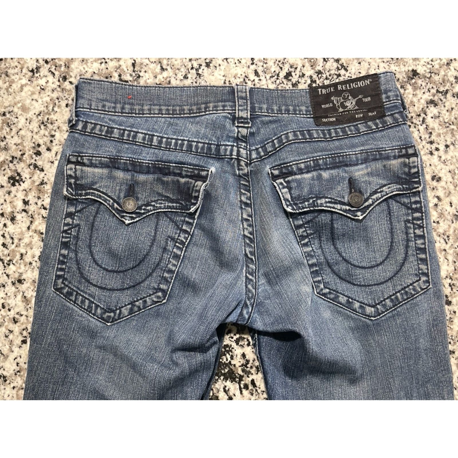 True Religion True Religion Jeans Ricky Straight 5-Pocket Denim Dark Blue Back Flap Pockets 34 x 32.5 Mens Regular 32 Inseam Size US 32 / EU 48 - 5 Thumbnail