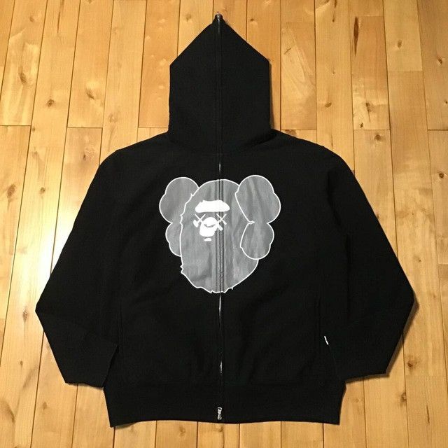 BAPE × kaws APE HEAD logo full zip hoodie a bathing ape NIGO