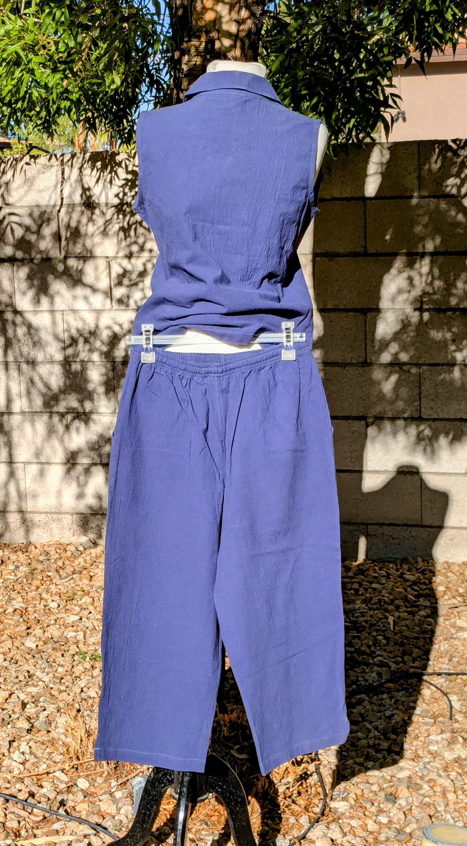 Other VTG Jane Ashley Relaxed Cotton 2-Pc Shirt Vest & Pants Set Size S / US 4 / IT 40 - 2 Thumbnail