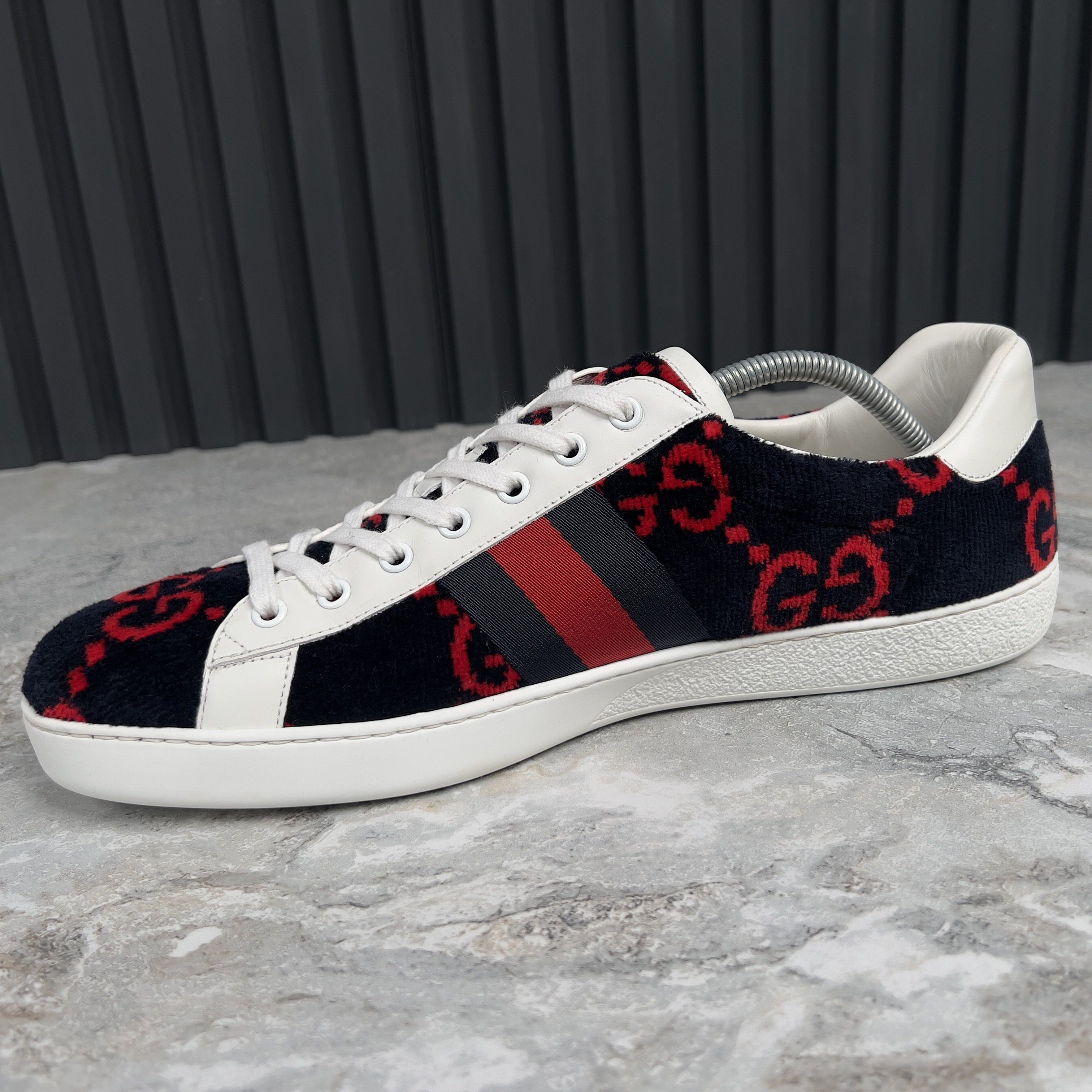 Gucci Gucci Ace GG Monogram Sneakers Terry Cloth Velour Size US 12.5 / EU 45-46 - 6 Thumbnail