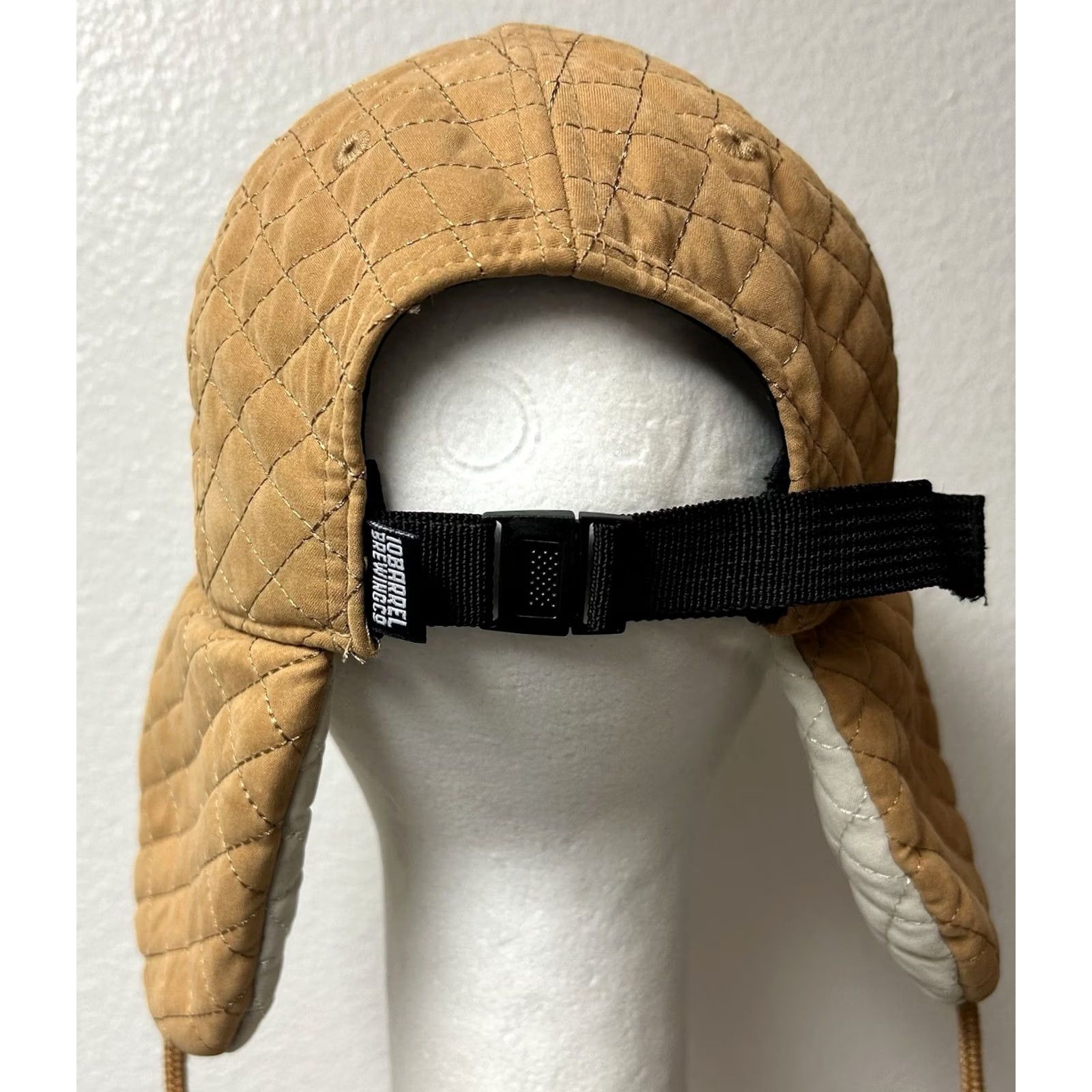 Vintage 10 Barrel Brewing Co. Strapback Hat Tan One Size Ear Flap Quilted Baseball Cap Mens Size ONE SIZE - 6 Thumbnail