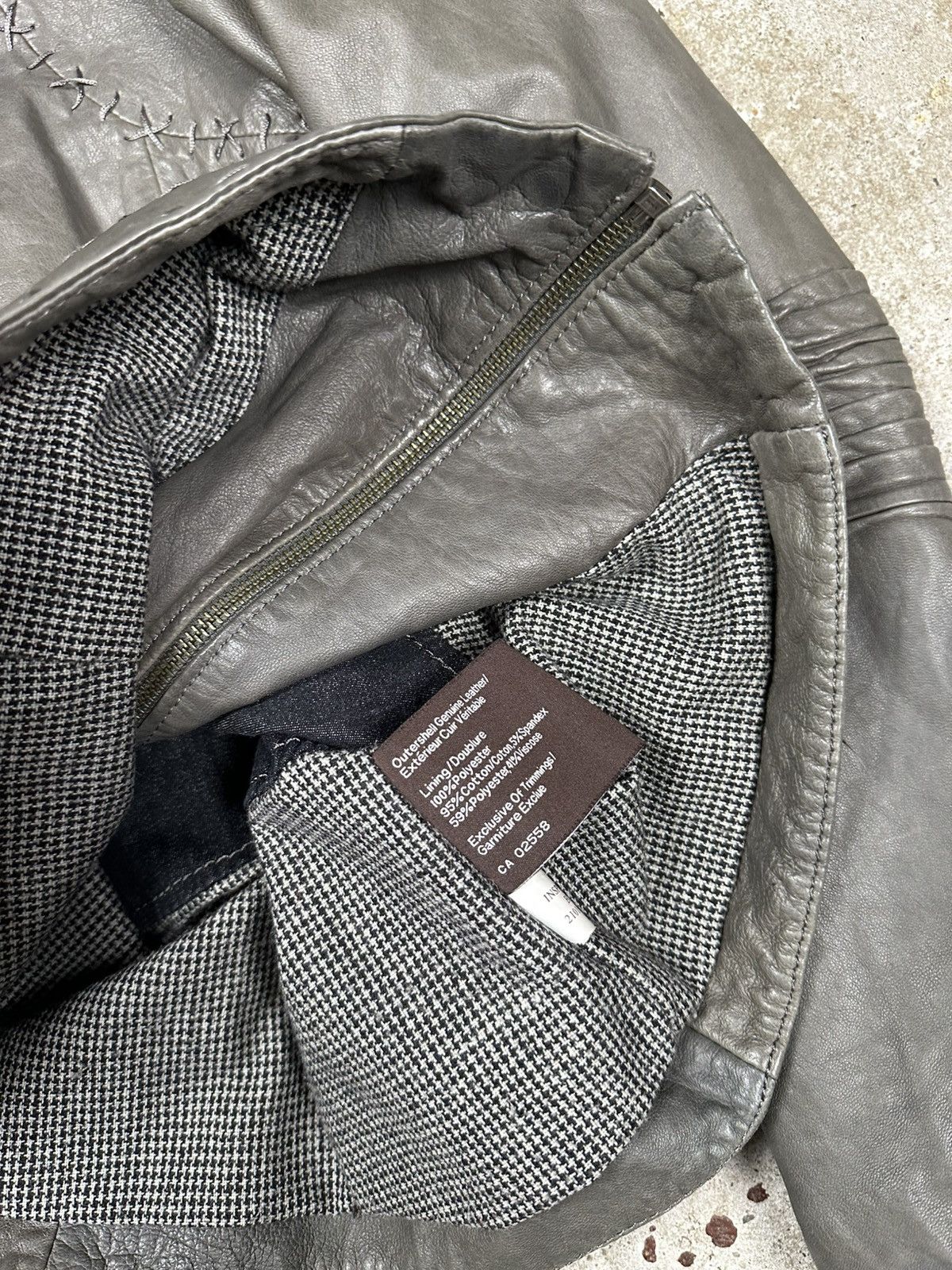 Japanese Brand Vintage Y2K Gray Genuine Leather Biker Moto Style Jacket Size XS / US 0-2 / IT 36-38 - 10 Thumbnail