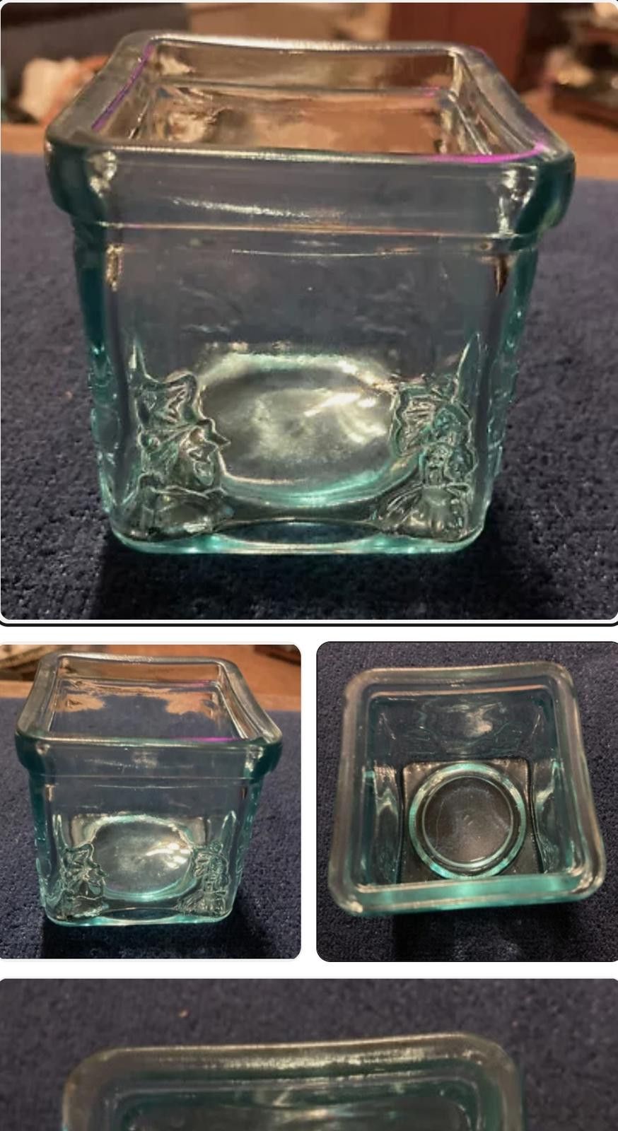 Designer Vtg. 80's Ivy leaf Embossed Green Glass Candle Holder Size ONE SIZE - 1 Thumbnail