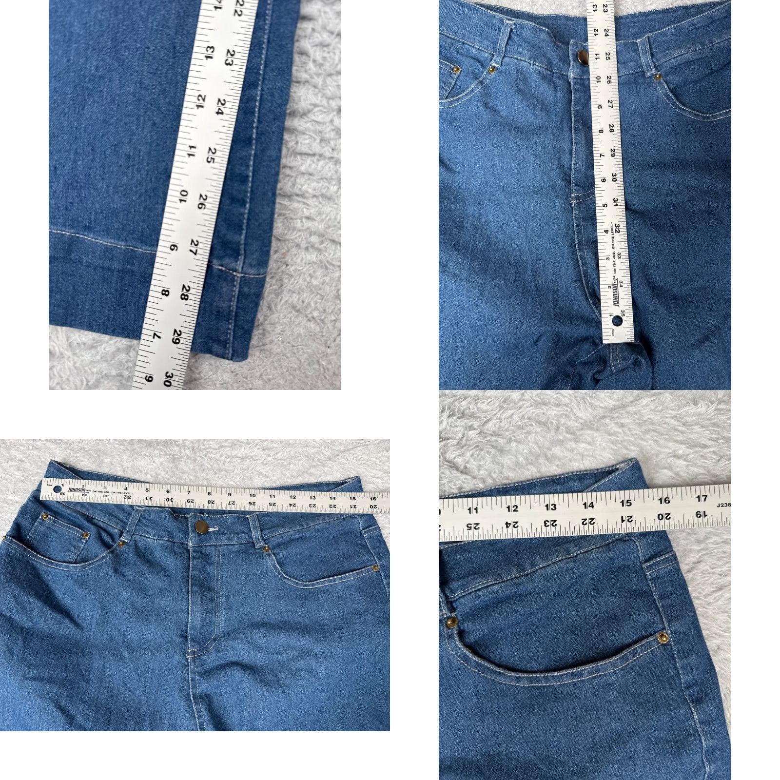 Vintage Womens Jeans 30x30 Blue Denim Wide Leg High Rise Cotton Polyester Blend Pockets Size 30" / US 8 / IT 44 - 8 Thumbnail
