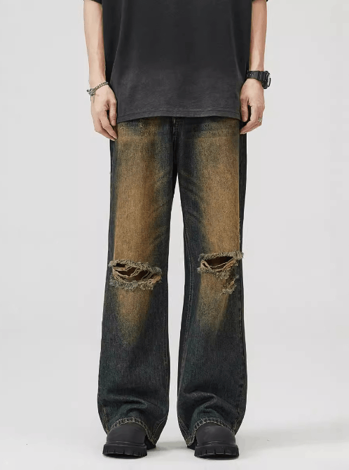 Japanese Brand American ripped washed distressed vintage men's baggy jeans Size US 32 / EU 48 - 1 Thumbnail