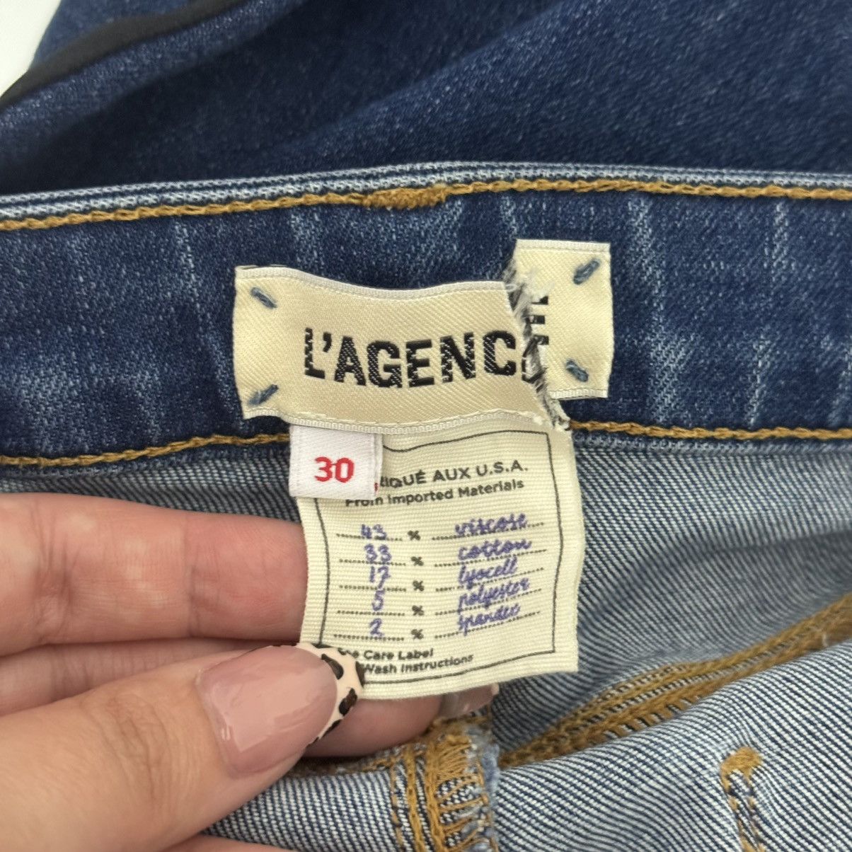 L'AGENCE L’AGENCE Dark Neptune Wash Margot Black Tuxedo Stripe Jeans Size 30" / US 8 / IT 44 - 9 Thumbnail