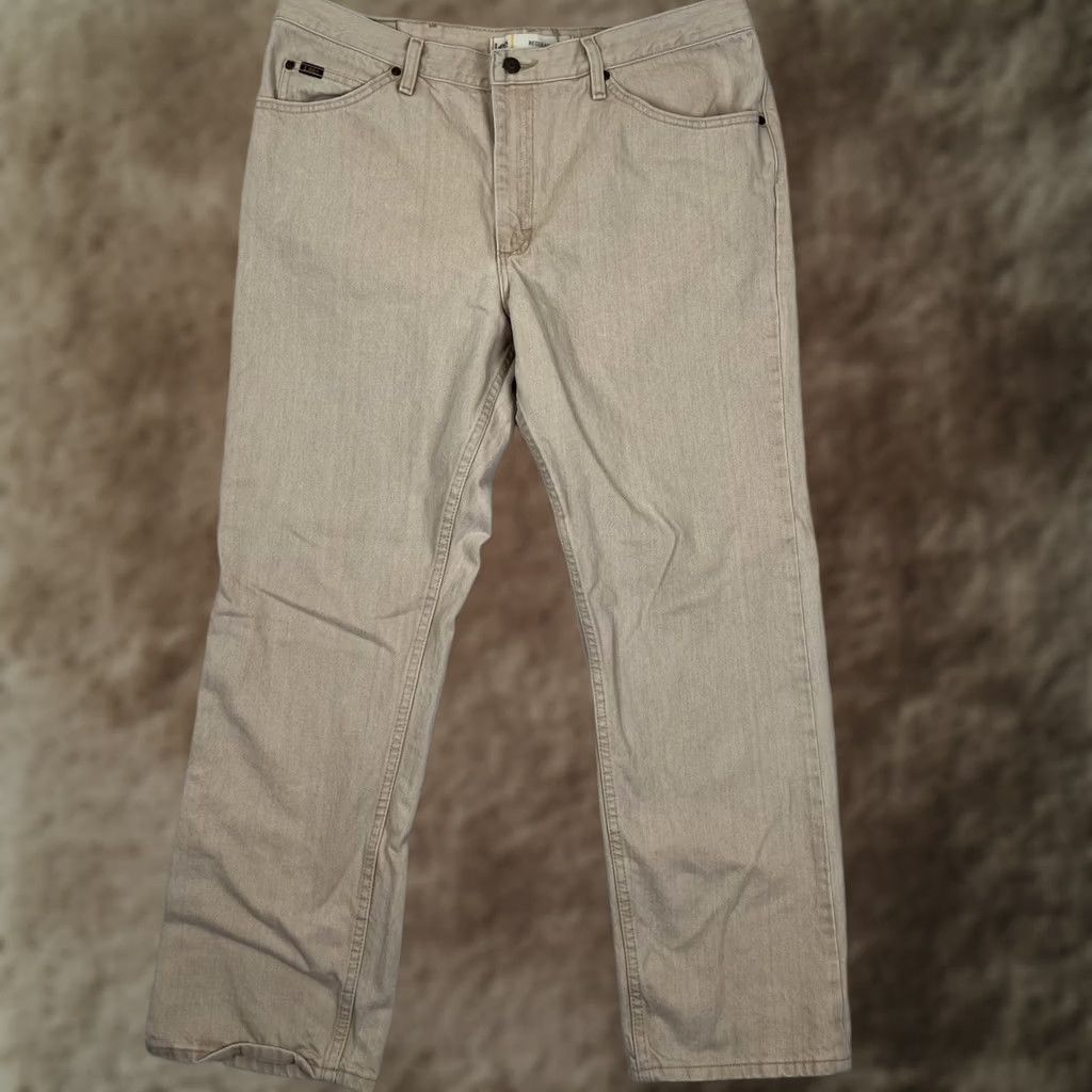 Lee VINTAGE Lee Jeans Mens 38 Beige 38x30 Regular Fit Straight Denim 90s READ Size US 38 / EU 54 - 1 Thumbnail
