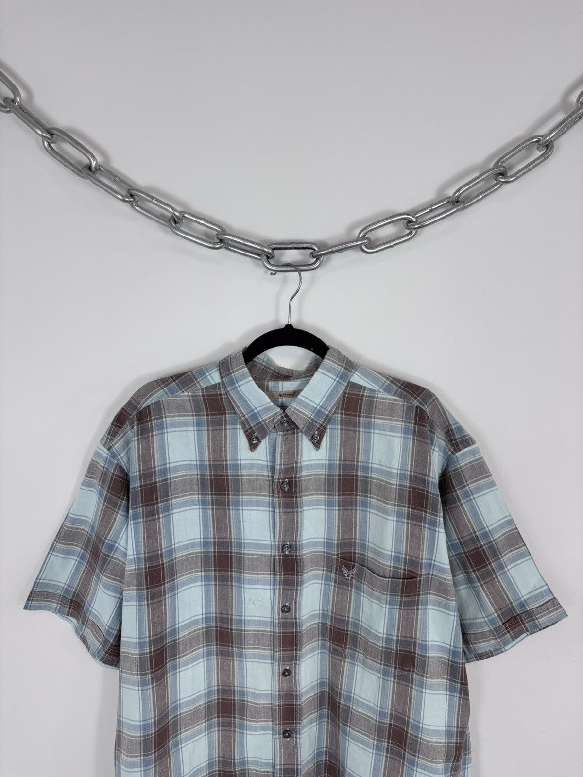 Avirex Vintage Avirex Plaid Check Blue Brown Short Sleeve Shirt Size US XXL / EU 58 / 5 - 2 Thumbnail
