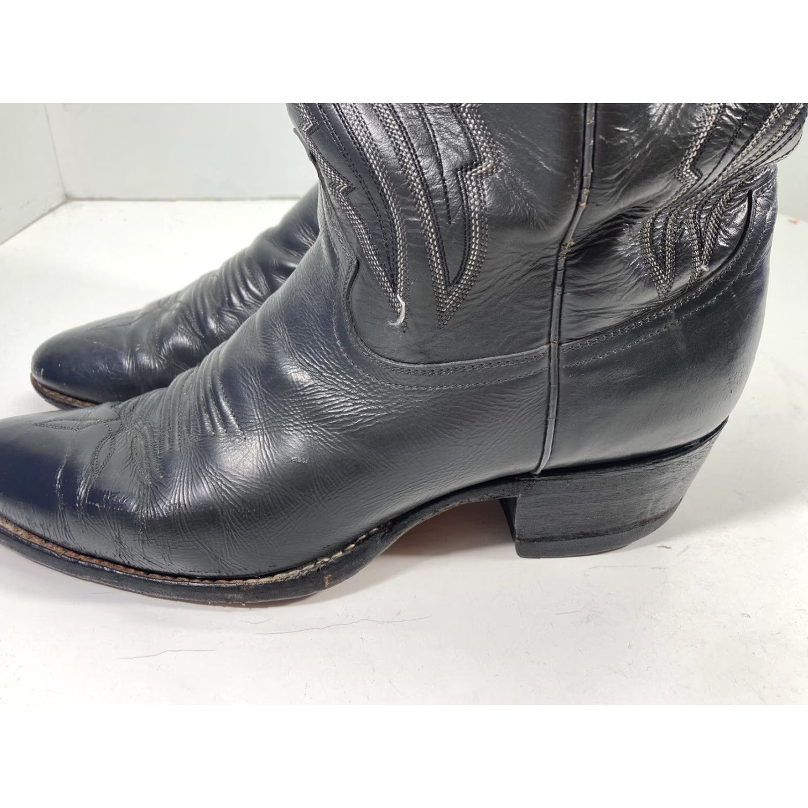 Justin Boots VINTAGE Justin Diamond J Boots Men Sz 10 D Gray Leather Round Toe Western Rodeo Mens Boots Size US 10 / EU 43 - 4 Thumbnail