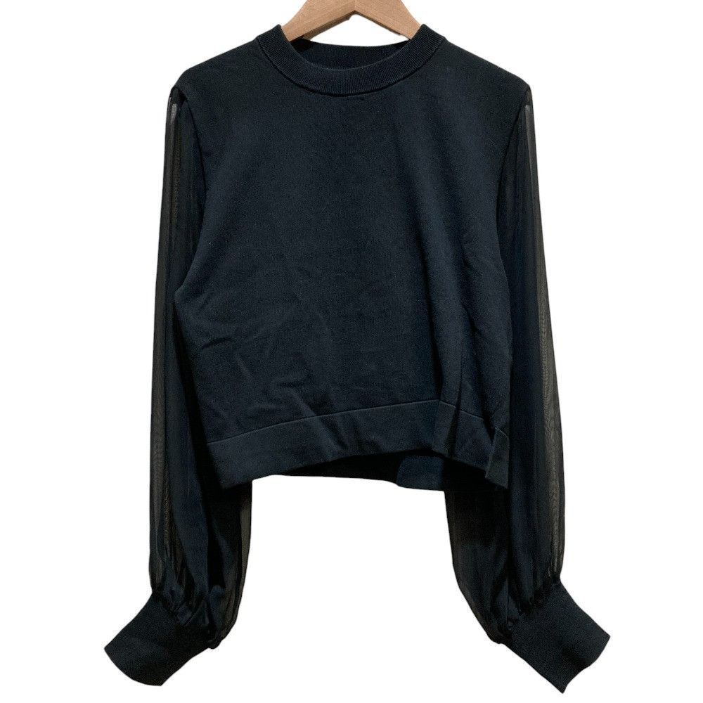 Other Other HYKE CREW NECK CROPPED SWEATER WITH SHEER SLEEVES Knit Top Textile Tops 241-11342 DUTY FREE for USA Size ONE SIZE - 1 Thumbnail