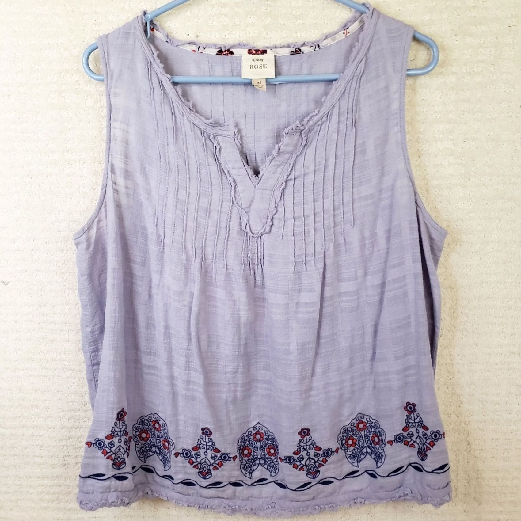 Vintage Knox Rose Embroidered V Neck Boho Ladies Purply Blue Shirt Womens 1X Size XL / US 12-14 / IT 48-50 - 2 Thumbnail