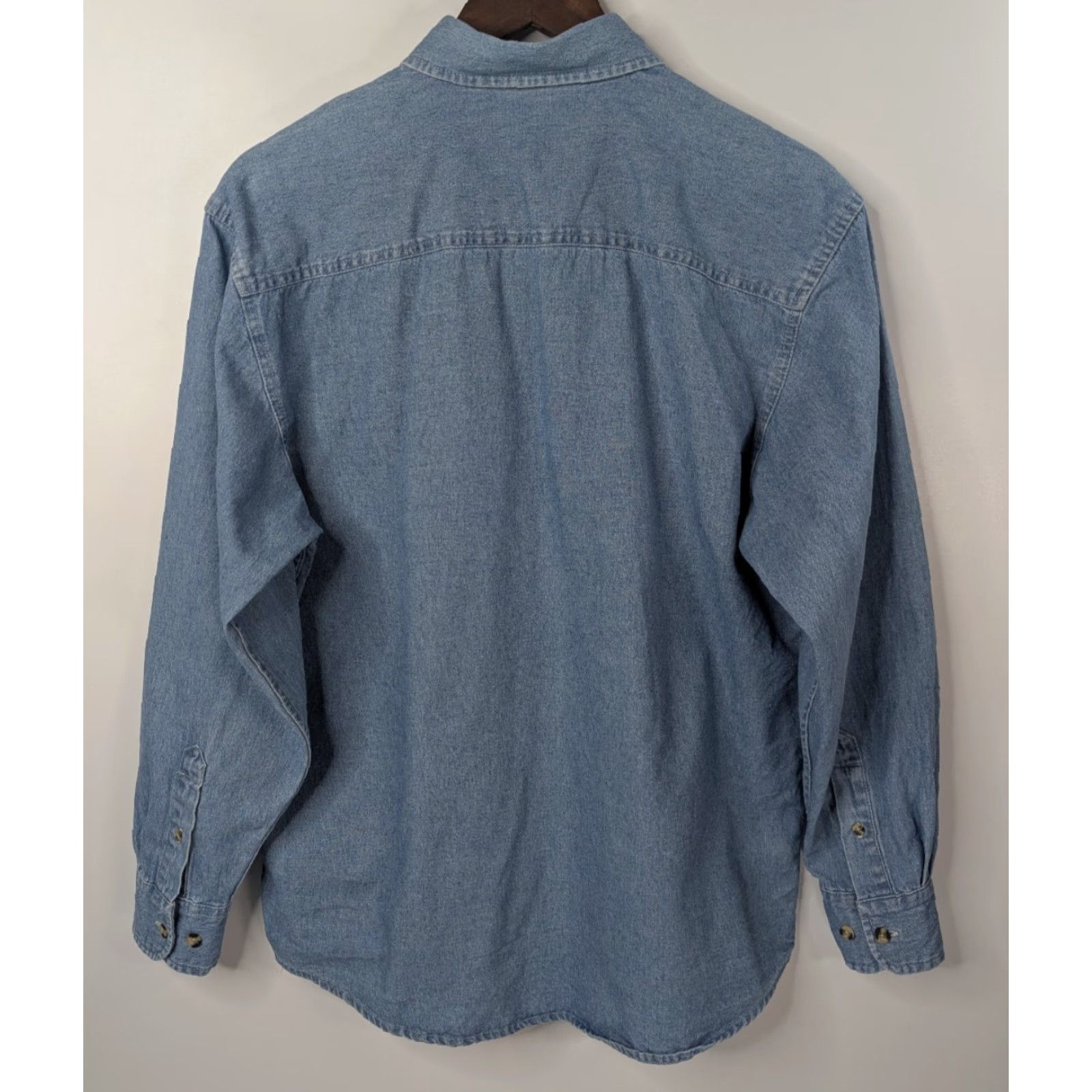 Port & Company Port & Company Denim Button-Up Shirt With Bird Isbell Logo Size Small Cotton Blue Mens Button-Down Long Sleeve Regular Fit Shirt Size US S / EU 44-46 / 1 - 5 Thumbnail