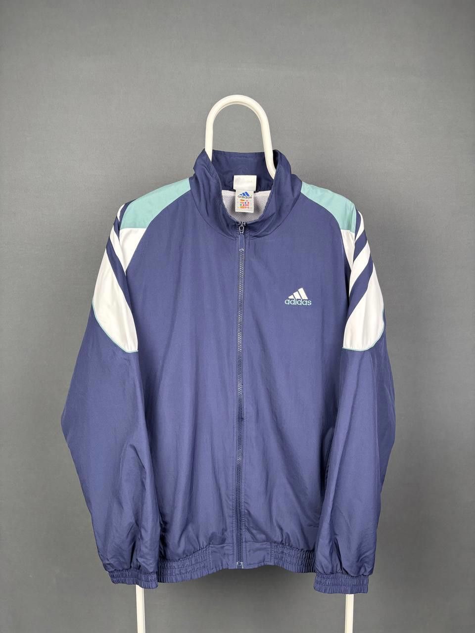Adidas Adidas Windbreaker Jacket Size L Blue/White Full Zip Vintage Size US L / EU 52-54 / 3 - 1 Thumbnail