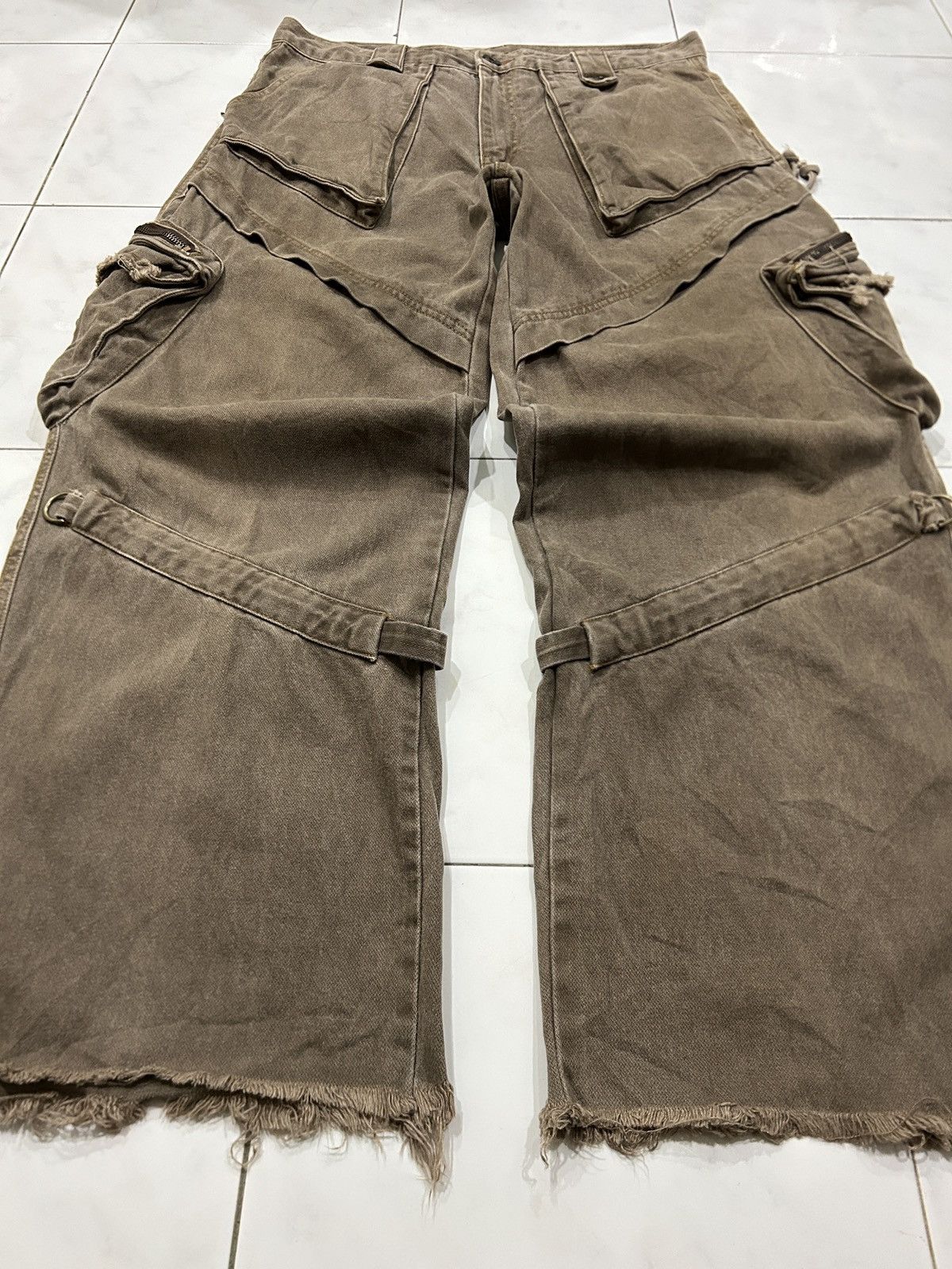 Japanese Brand Y2K Baggy Cargo KaKamer-ri Loose Style Size US 35 - 3 Thumbnail