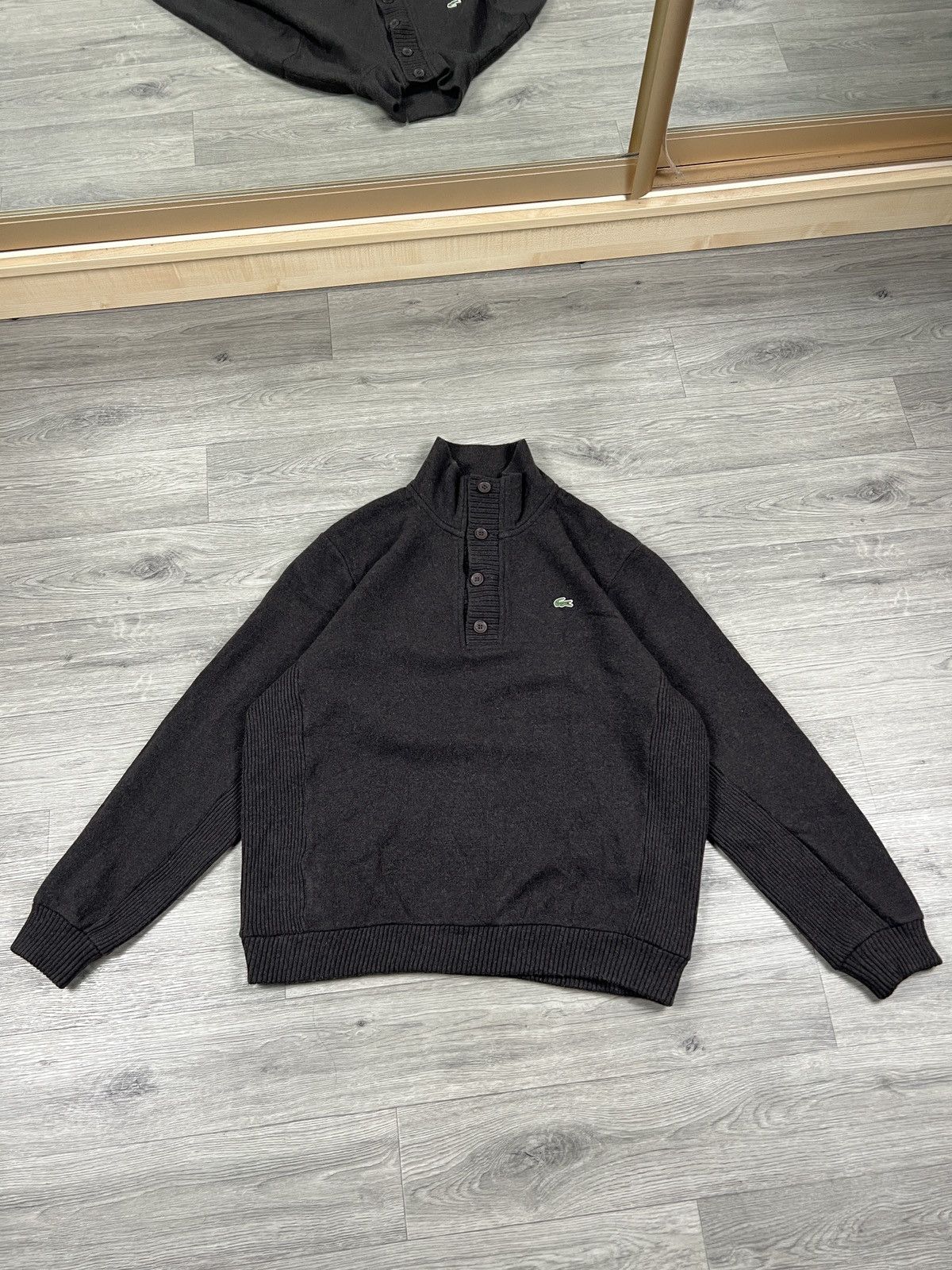Lacoste Lacoste 90's Knitted Quarter-Button Pullover Wool Jumper Size US L / EU 52-54 / 3 - 2 Thumbnail