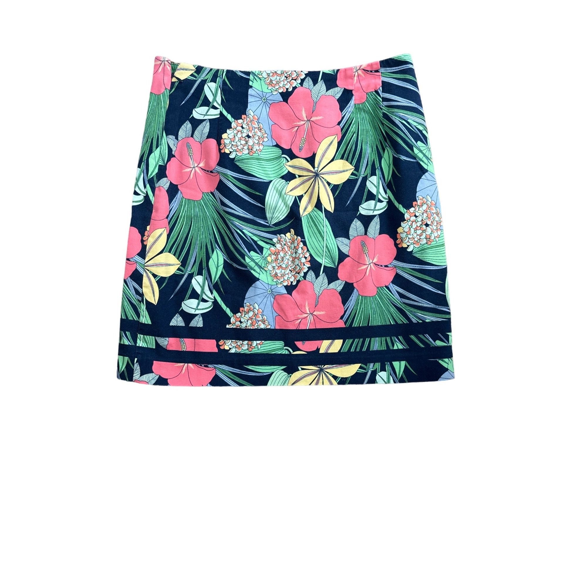 Talbots TALBOTS WOMEN'S COTTON CANVAS A-LINE SKIRT HIBISCUS PRINT SZ Size 28" / US 6 / IT 42 - 2 Thumbnail