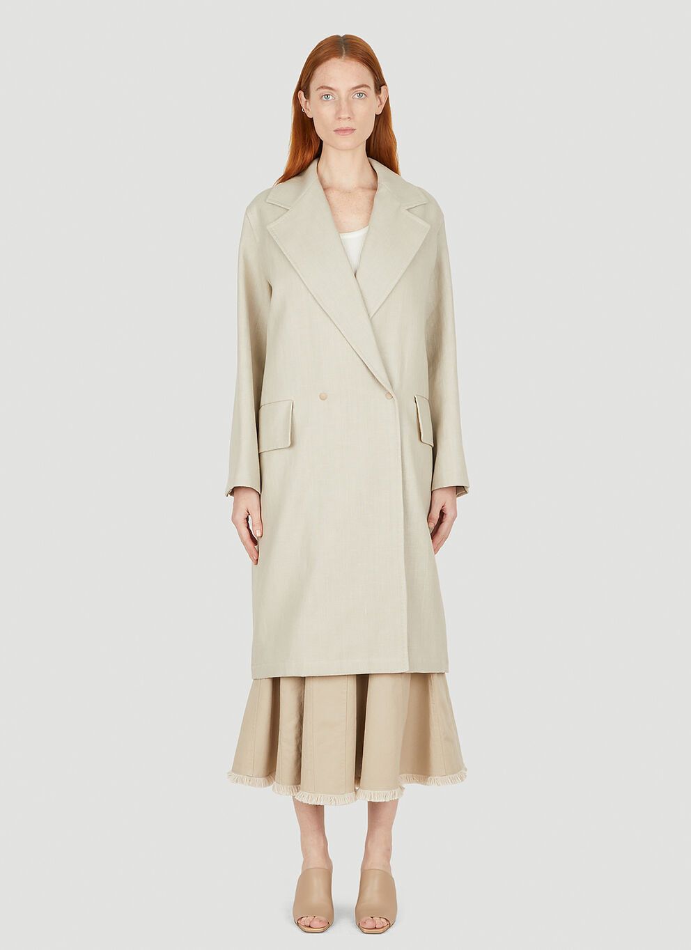 image of Max Mara Mescal Double Breasted Coat in Beige, Women's (Size XS)