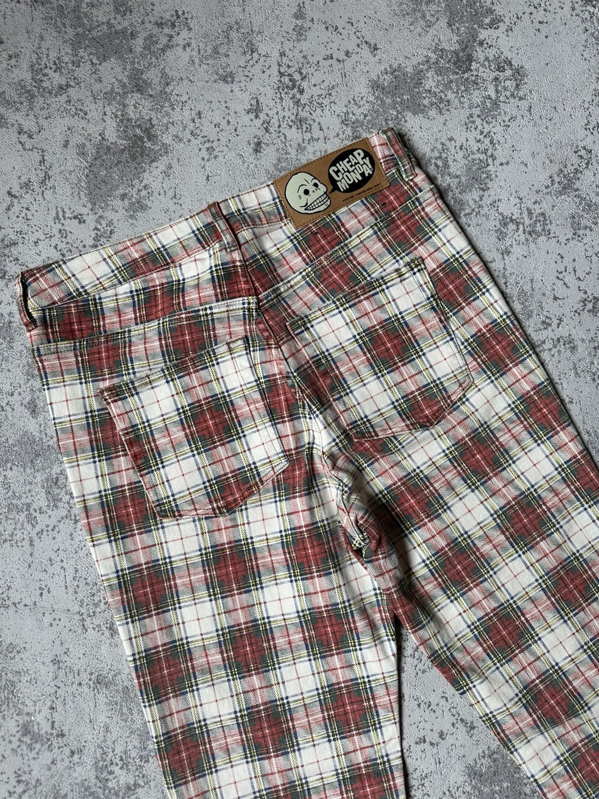 Cheap Monday Tartan Skinny Jeans Red Plaid 28x32