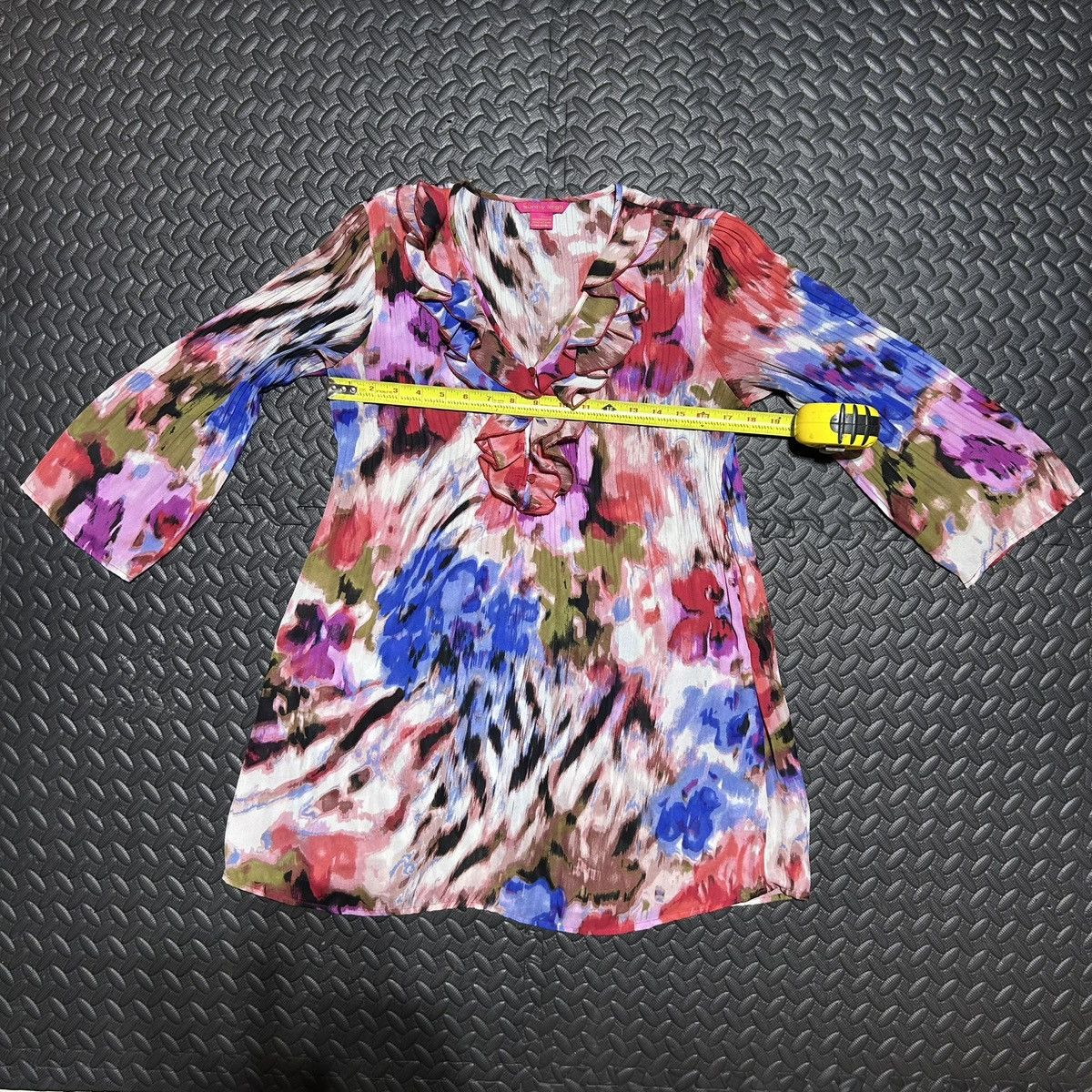 Other Sunny Leigh Ruffle Blouse Pleated Chiffon Watercolor Small Size S / US 4 / IT 40 - 4 Thumbnail