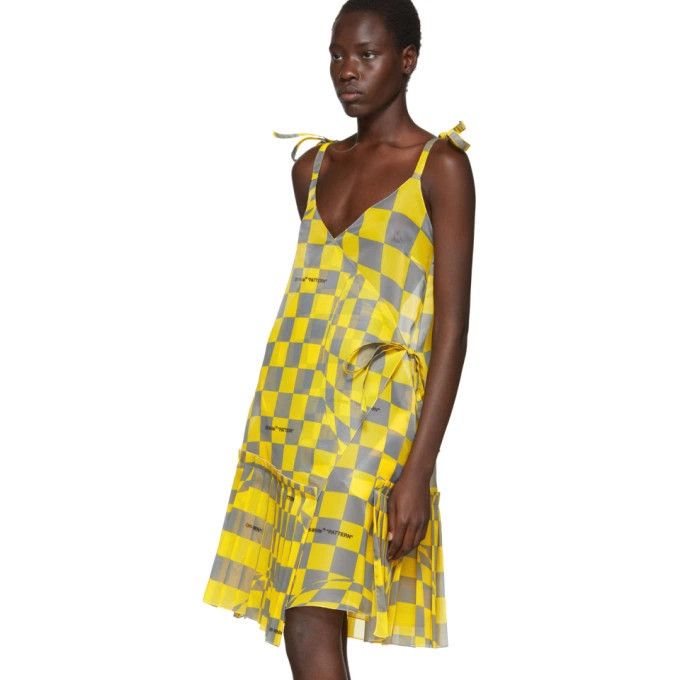 Off-White o1y1125 Midi Dress in Yellow/Gray Size XS / US 0-2 / IT 36-38 - 4 Thumbnail