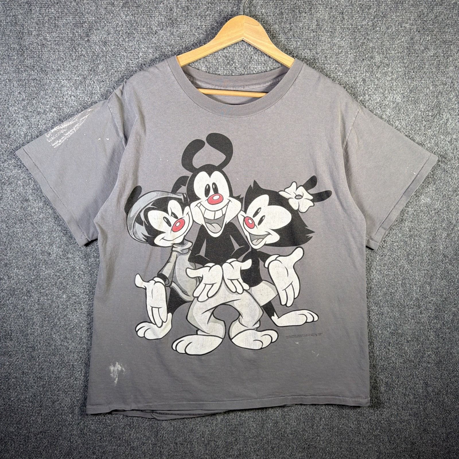 Warner Bros Vintage Animaniacs Shirt Mens XL Gray 90s Cartoon Faded Size US XL / EU 56 / 4 - 1 Thumbnail