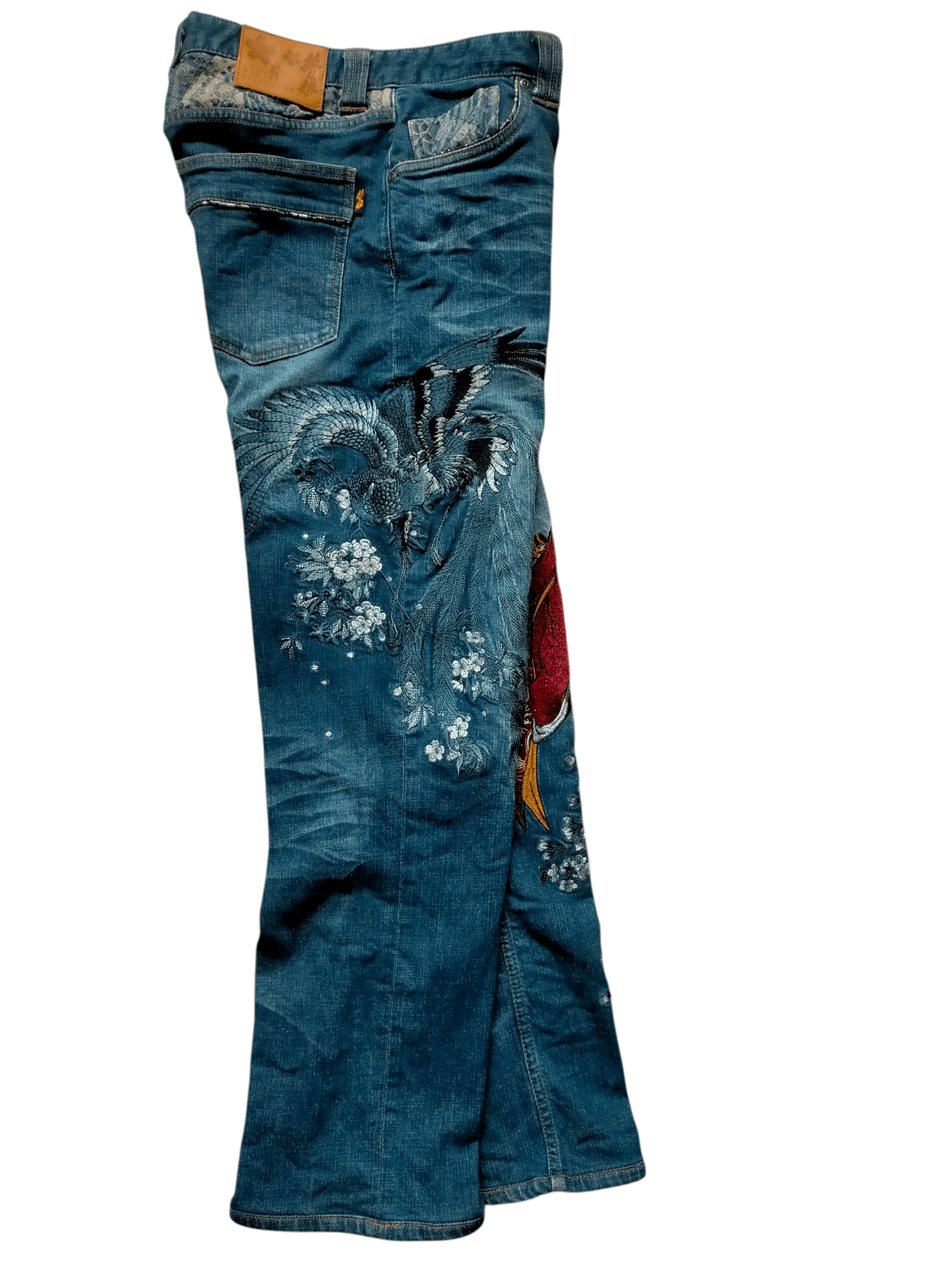 Karakuri Tamashii 🔥Rare🔥Divine Retribution Embroidered Blue Jeans Size US 32 / EU 48 - 3 Thumbnail