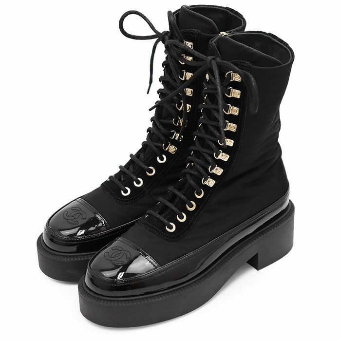 Chanel Chanel Chanel Fabric Leather Boots Leather Shoes G38086 DUTY FREE for USA Size ONE SIZE - 1 Thumbnail