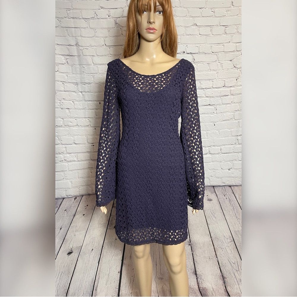 Free People Free People Gypsy Crochet Lace Purple Dress Size M Size M / US 6-8 / IT 42-44 - 2 Thumbnail