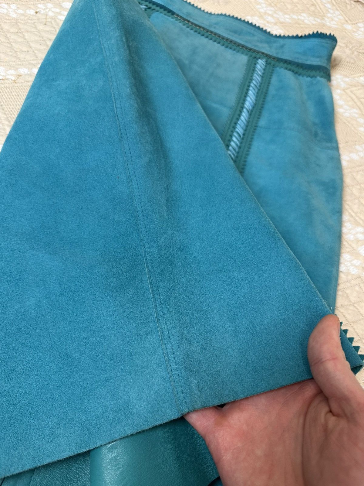Burberry Prorsum 🔥 Burberry Prorsum Suede Lambskin Leather Pencil Skirt Blue Size 28" / US 6 / IT 42 - 9 Thumbnail