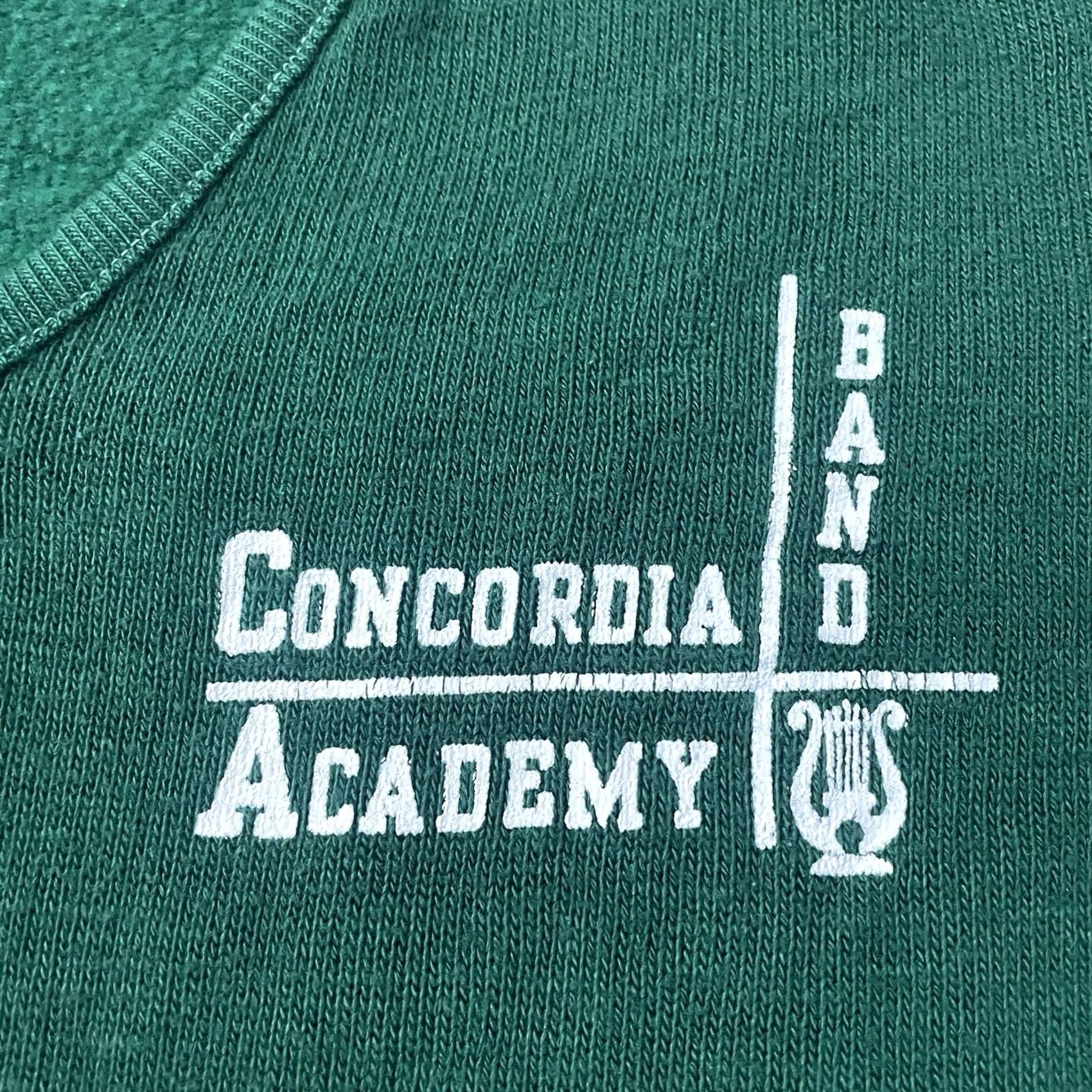 Velva Sheen VINTAGE Velva Sheen Concordia Academy Band V Neck Sweater Men Adult Medium Green Gray 1/4 Zip School Preppy Retro 90s Pullover Knits Sweater, Mens Size US M / EU 48-50 / 2 - 6 Thumbnail