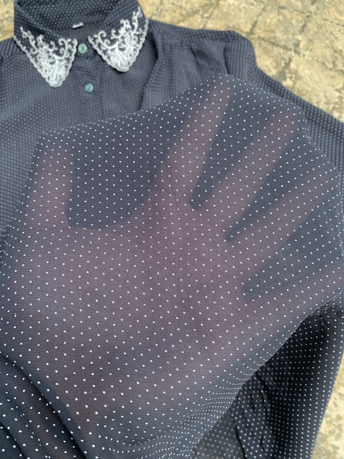 Japanese Brand Japanese Brand Trim Embroidery Mikro Polkadot Silk Shirt Size L / US 10 / IT 46 - 7 Thumbnail