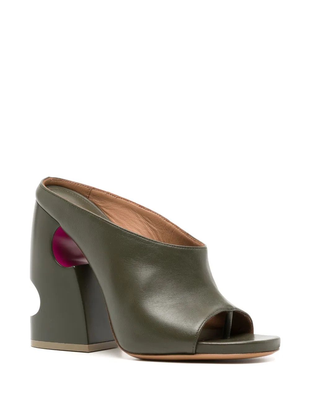 Off-White o1y1225 Leather Mules in Military Green Size US 7 / IT 37 - 2 Thumbnail
