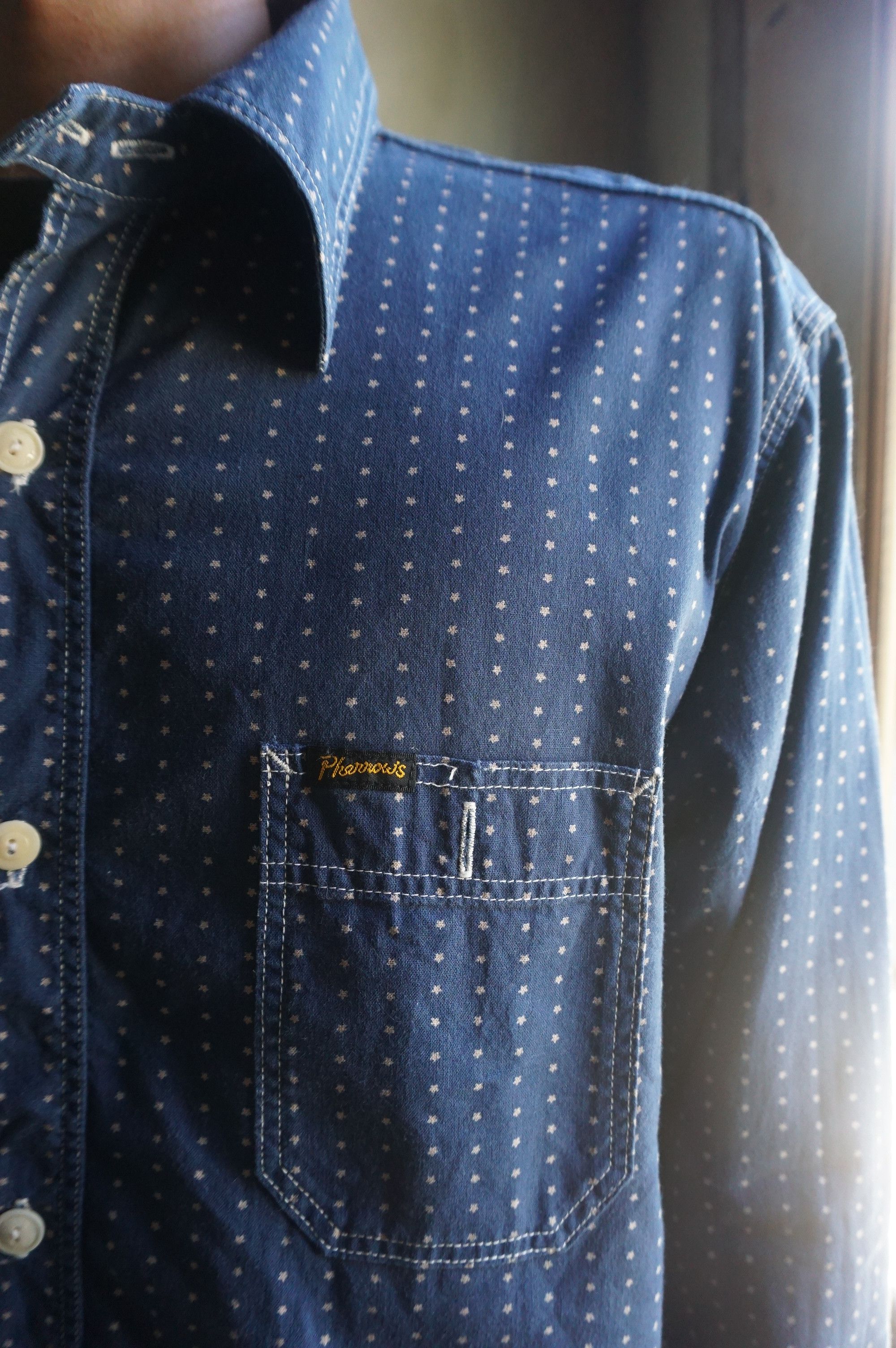 Japanese Brand × Pherrow's Pherrow indigo star work shirt Size US XL / EU 56 / 4 - 16 Thumbnail