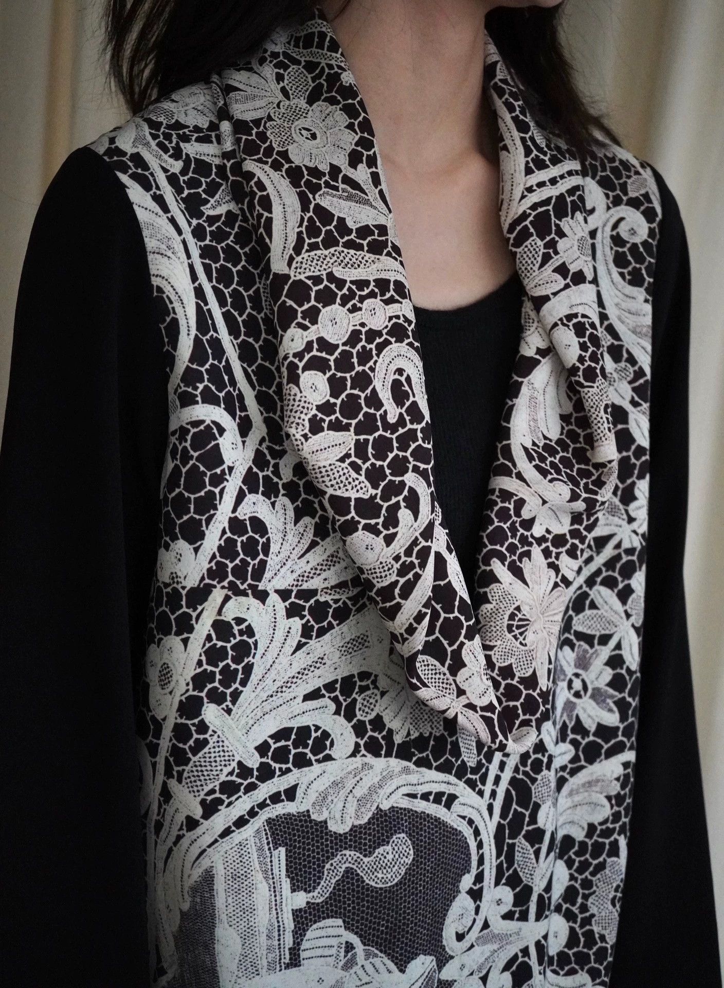 Comme des Garcons COMME des GARCONS 1996ss tricot Printed Lace Draped Neck Top Size M / US 6-8 / IT 42-44 - 8 Thumbnail