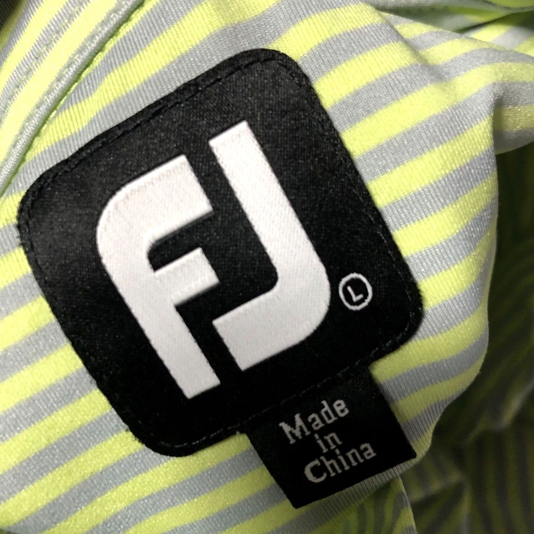 Footjoy FootJoy Polo Shirt Mens Golf SS Stretch Button Striped Large Lime Gray FJ Polo Shirt Comfort, Casual, Travel, Workwear Mens L Gray Button Polo Shirt Size US L / EU 52-54 / 3 - 8 Thumbnail