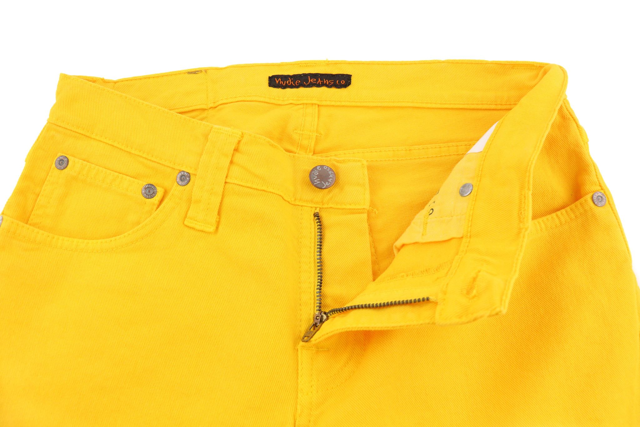 Nudie Jeans SUPER SLIM KIM W28/L33 Denim Yellow Zip Jeans 82579 Size US 28 / EU 44 - 4 Thumbnail