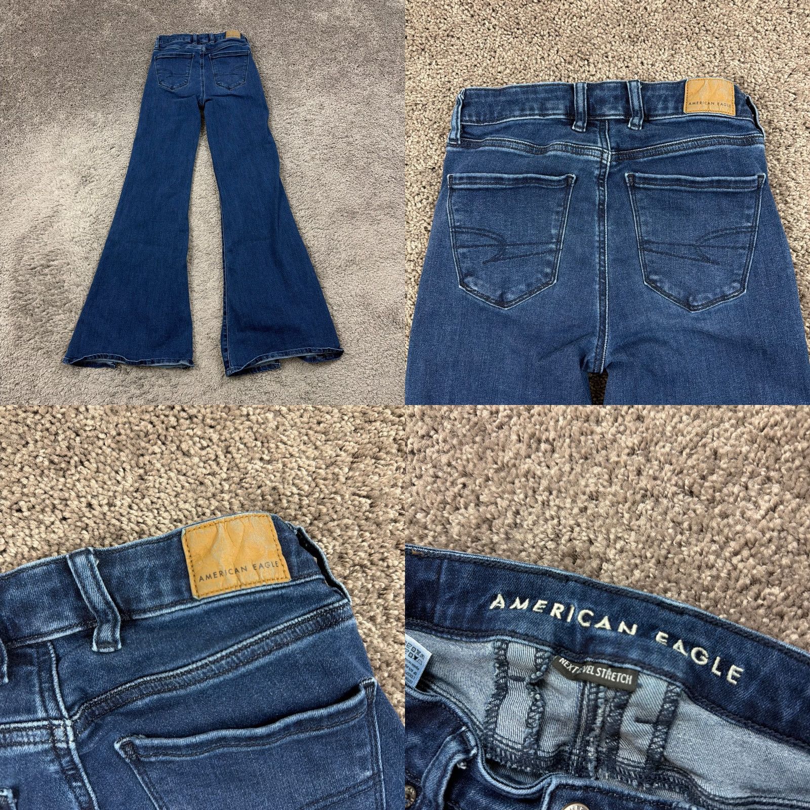 American Eagle Outfitters VINTAGE American Eagle Outfitters Jeans Womens 0 Flare Mid Rise Dark Wash Stretch Festival 23x32 Womens Jeans Farbe Blue Size 25" / US 0 / IT 36 - 8 Thumbnail