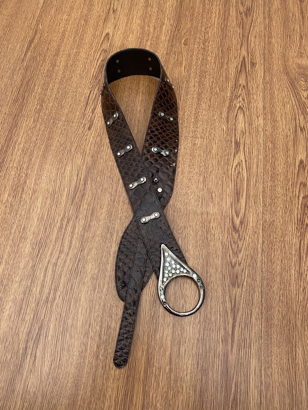 If Six Was Nine × Japanese Brand × Le Grande Bleu (L.G.B.) Crystal studded croc skin belt Size ONE SIZE - 1 Thumbnail