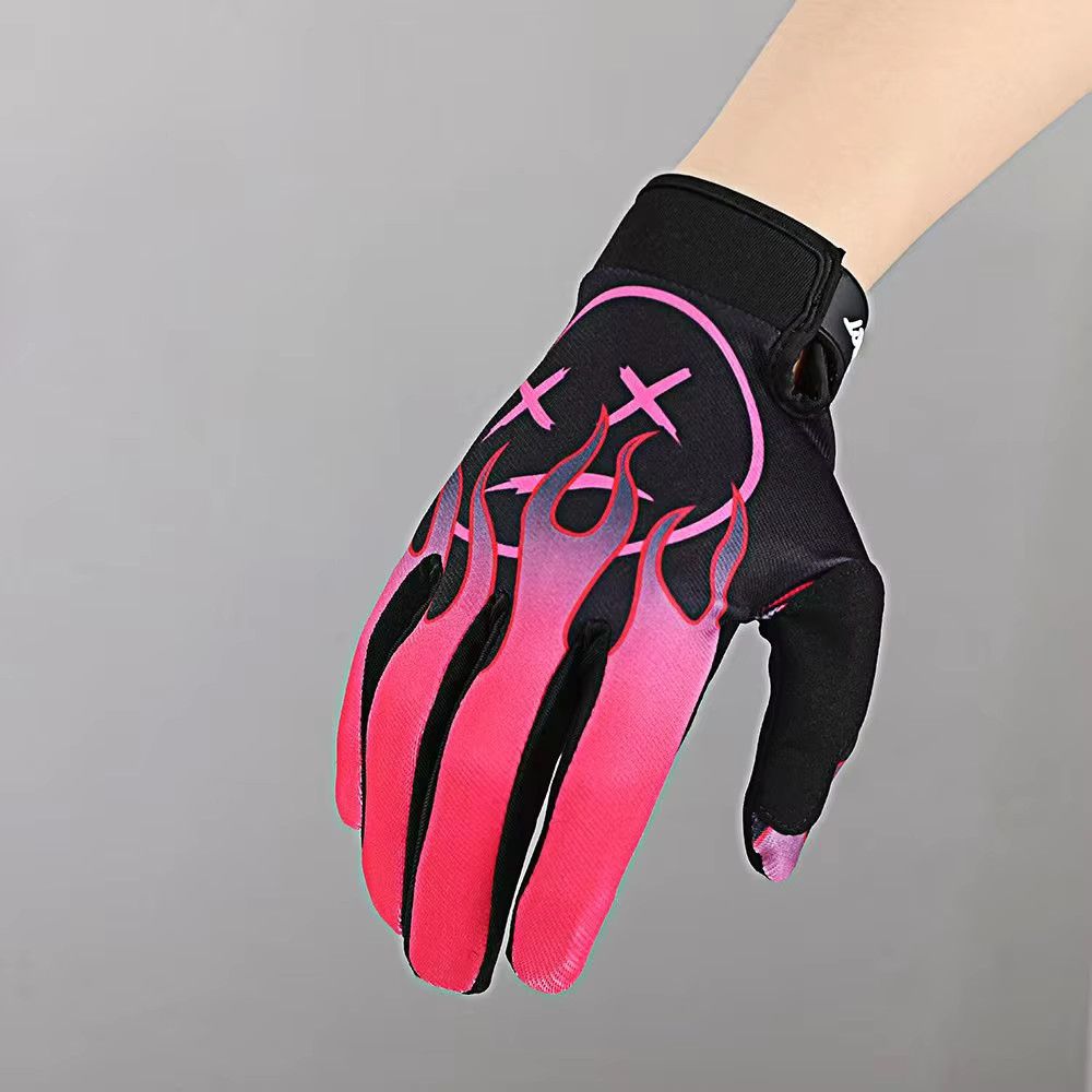 Jewelry Personality Pink Flame Wheel Riding Bike Long Finger Gloves Size ONE SIZE - 1 Thumbnail