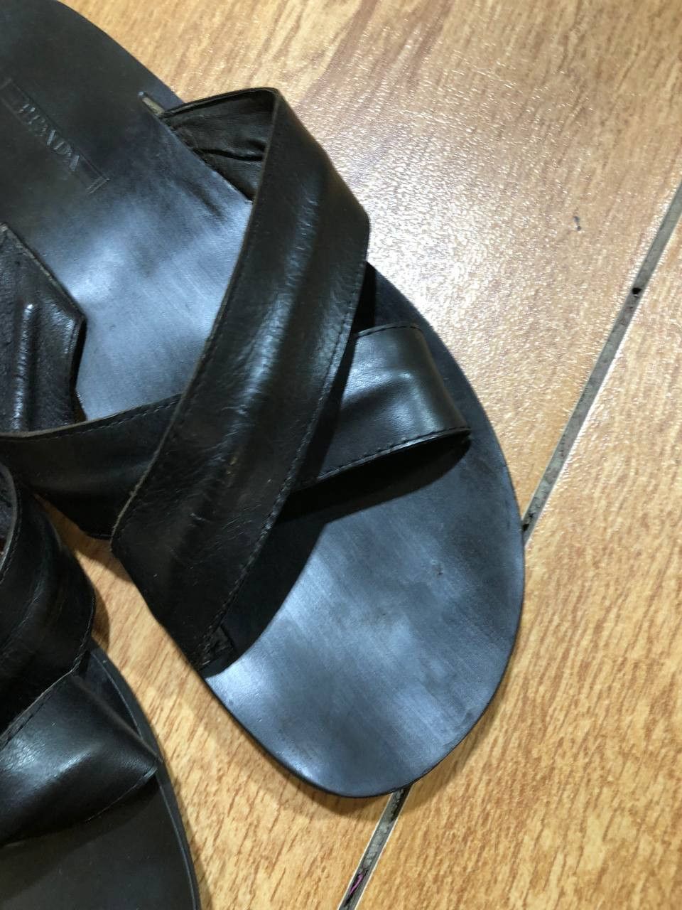 Prada PRADA SANDALS SHOES BLACK LEATHER Size US 11 / EU 44 - 12 Thumbnail