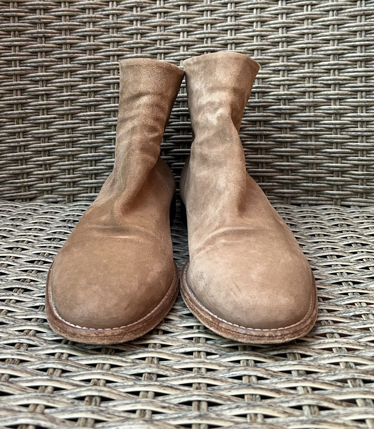 Handmade × MoMA MOMA Marrone Suede Zip Ankle Boots Beige Made In Italy Size US 8 / IT 38 - 3 Thumbnail